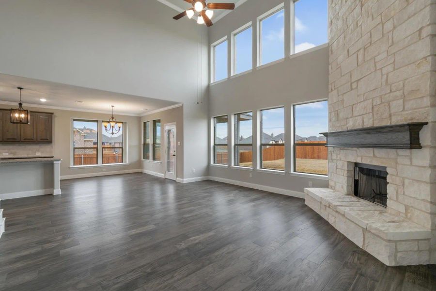 Family Room | Concept 3218 at Belle Meadows in Cleburne, TX by Landsea Homes