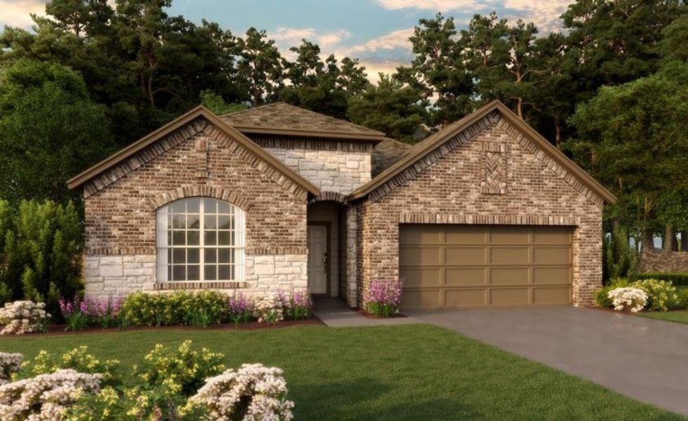 Welcome home to 3533 Cherrybark Gable Lane located in the community of The Meadows at Imperial Oaks zoned to Conroe ISD.