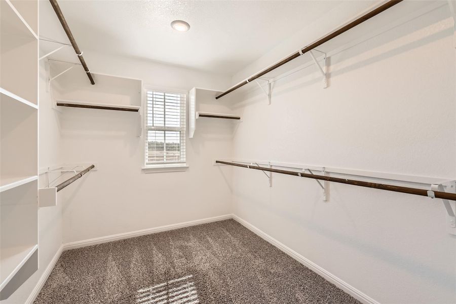 Excellent storage space in the walk-in closet along with a charming window.