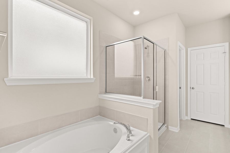 Primary bath. Note: Sample product photo - actual exterior and interior selections may vary by homesite