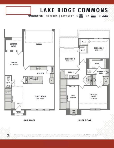 Our Manchester plan offers a great main level entertaining space, a covered back patio and spacious bedrooms upstairs!