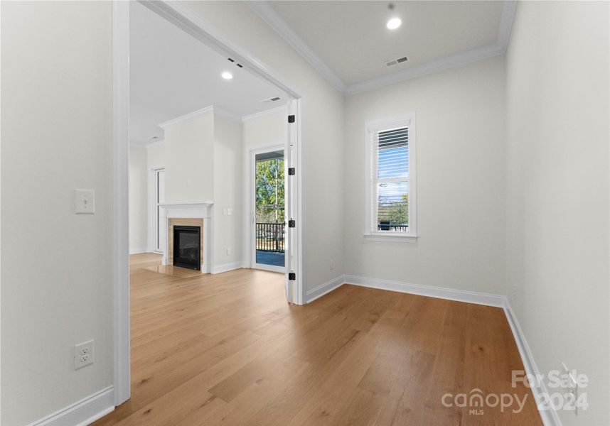 Home office off living area interior view