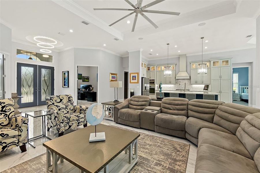 Family Living Room w/Tray Ceiling