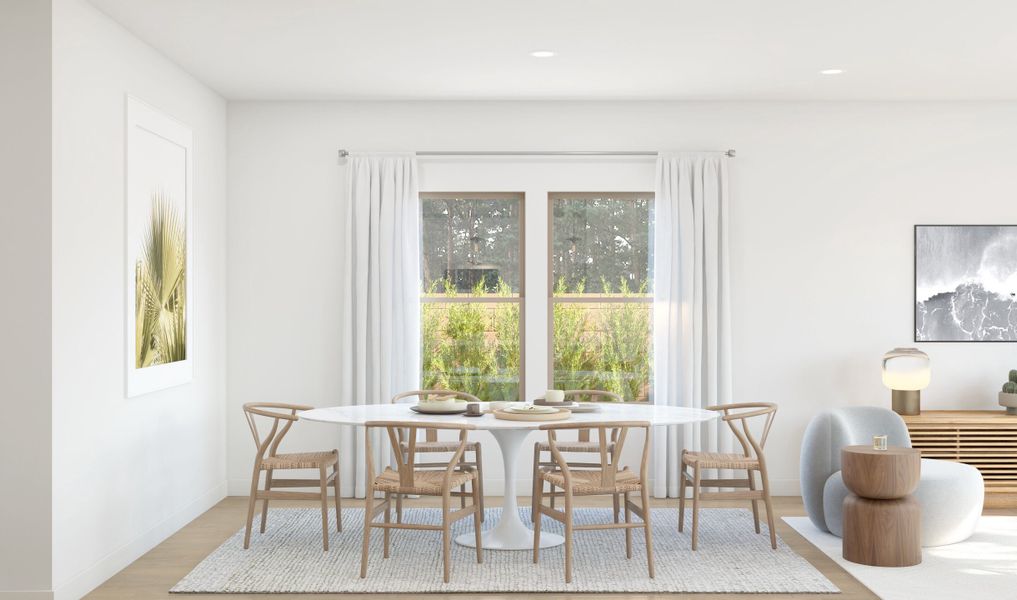 Cozy dining area with luxurious tile flooring