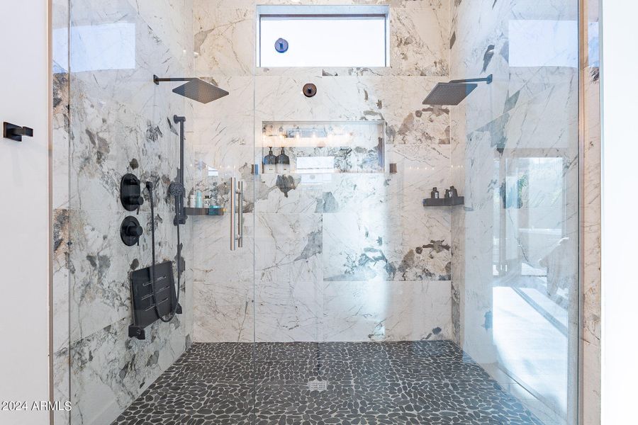 Expansive walk-in shower