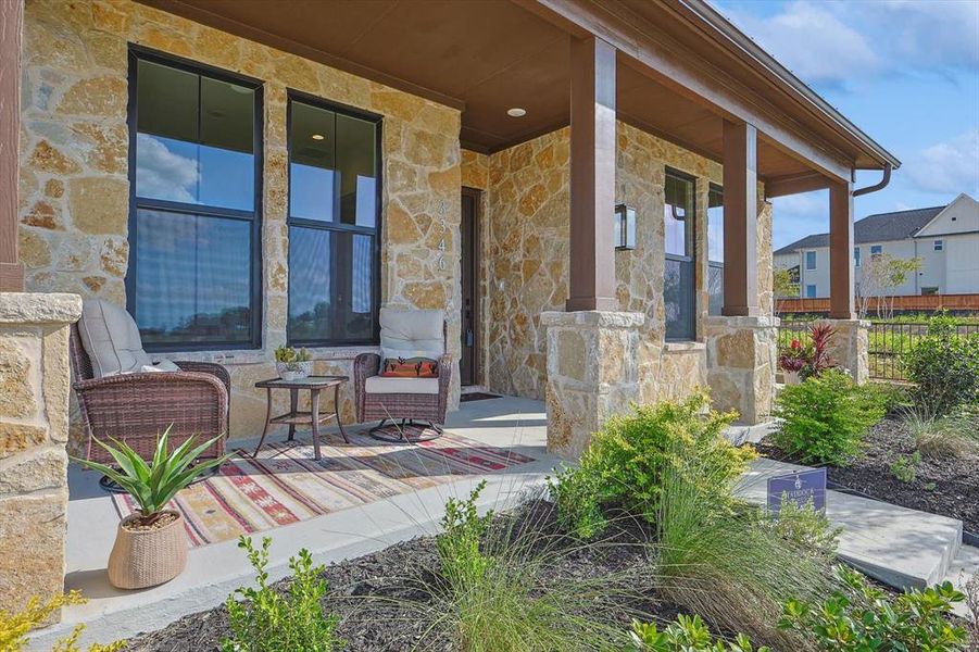 View of patio with covered porch