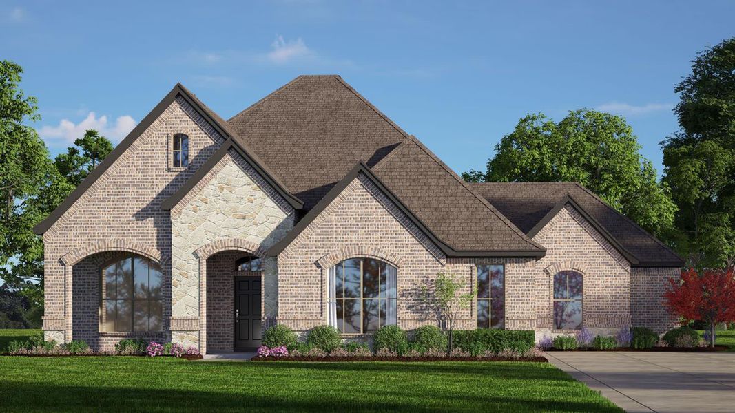 Elevation C with Stone | Concept 2199 at Massey Meadows in Midlothian, TX by Landsea Homes