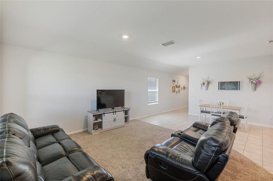 View of tiled living room