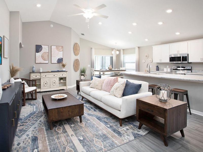 You will love the sunny and open living area with your choice of finishes - Parsyn home plan by Highland Homes