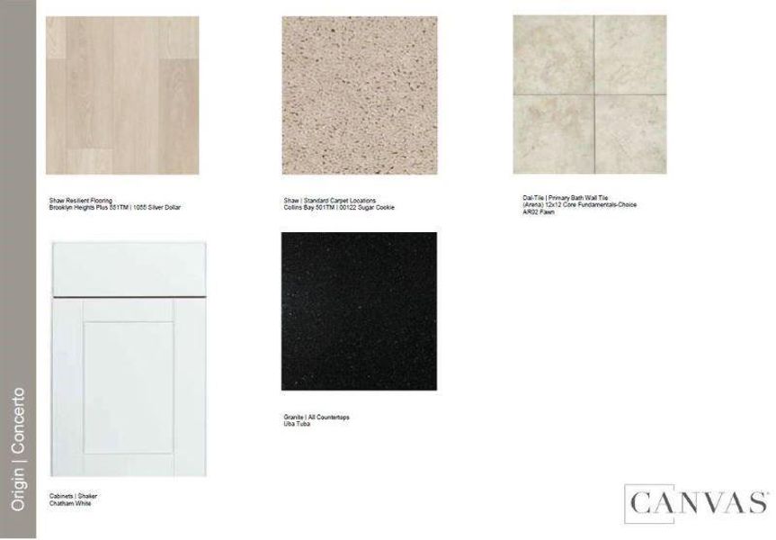 Design Selections.  Home is under construction and selections are subject to change.