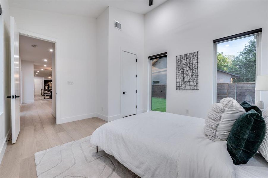 Bedroom with light wood-type flooring