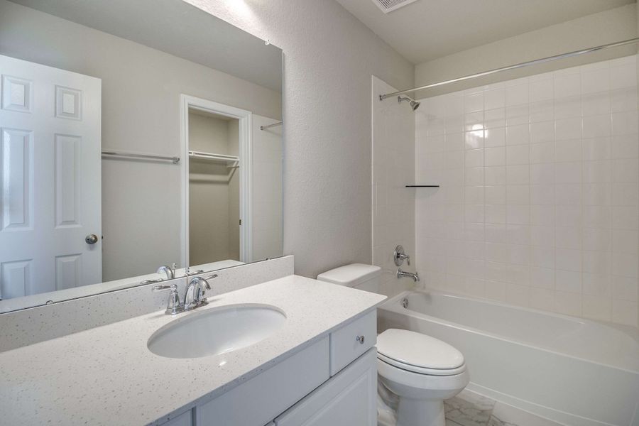 Secondary bath. Note: Sample product photo - actual exterior and interior selections may vary by homesite