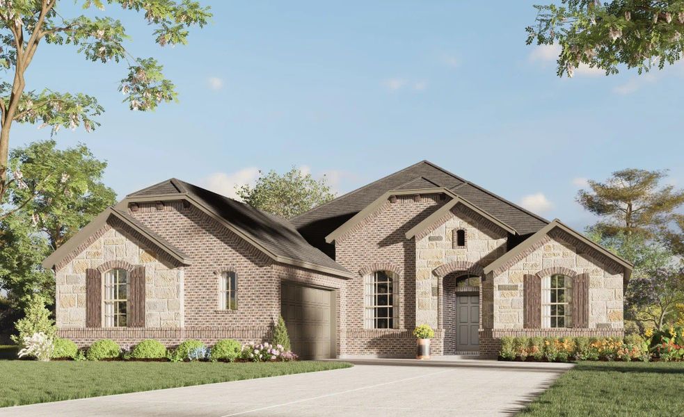 Elevation A with Stone | Concept 2370 at Massey Meadows in Midlothian, TX by Landsea Homes