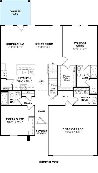 The Sweet Pea floor plan by K. Hovnanian Homes. 1st Floor shown. *Prices, plans, dimensions, features, specifications, materials, and availability of homes or communities are subject to change without notice or obligation.