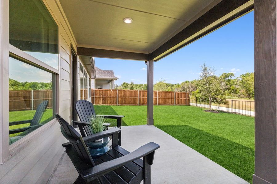 Covered Patio in the Emmy II home plan by Trophy Signature Homes