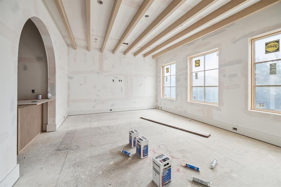 Second floor Game Room with an incredible ceiling.