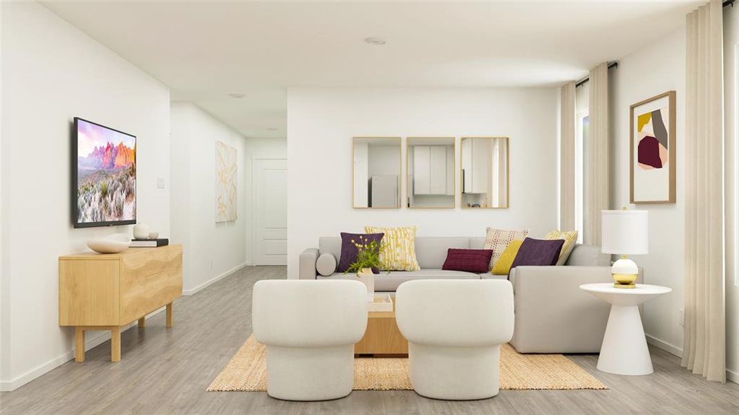 Living room featuring light wood-type flooring