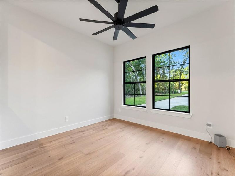 Bedroom 4 with Engineered Hardwood Flooring and Fan