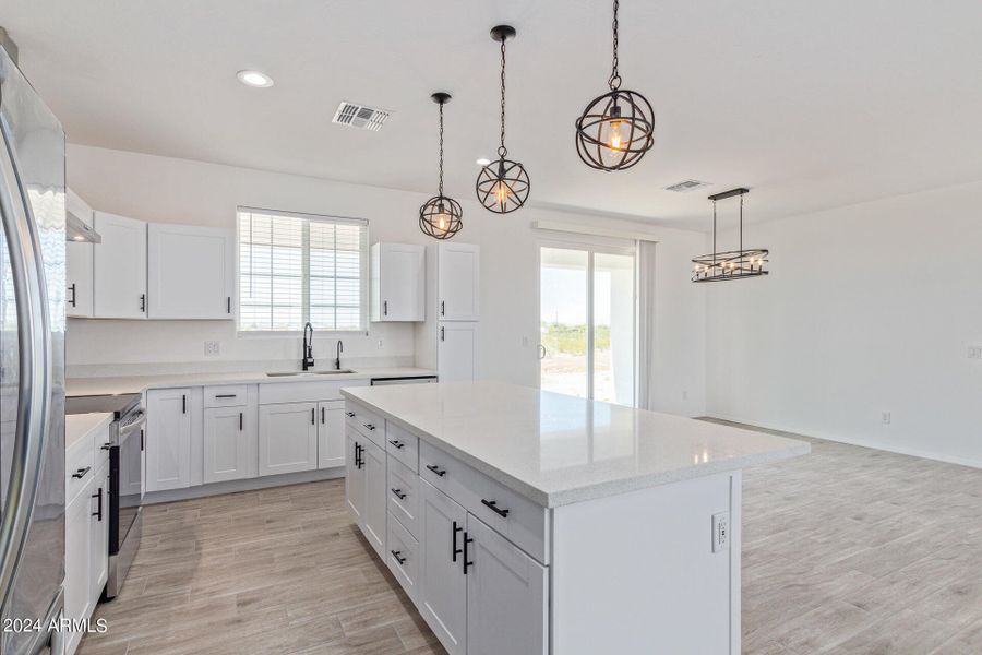 Large kitchen dining living area combo