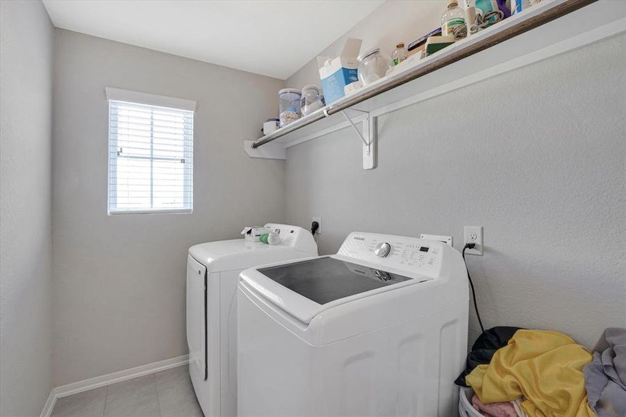 Laundry Nook: Bright, with Ample Shelving