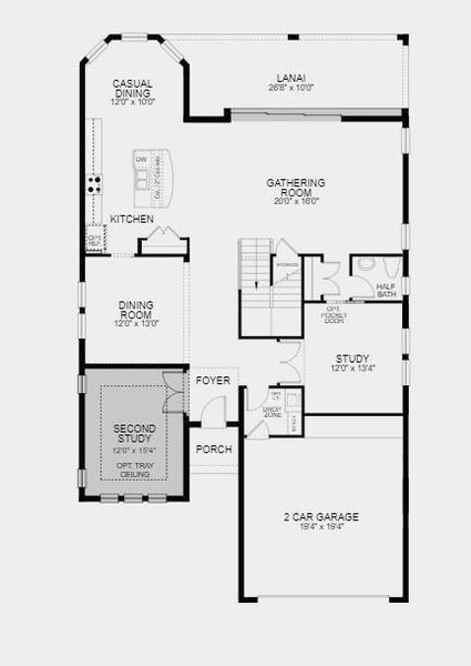 Structural options include: Gourmet kitchen with cabinets on both sides of the island, 5th ground floor bedroom with full bath, Optional Pocket Sliding Glass Door at Gathering Room, Second Study in place of Flex with French doors.
