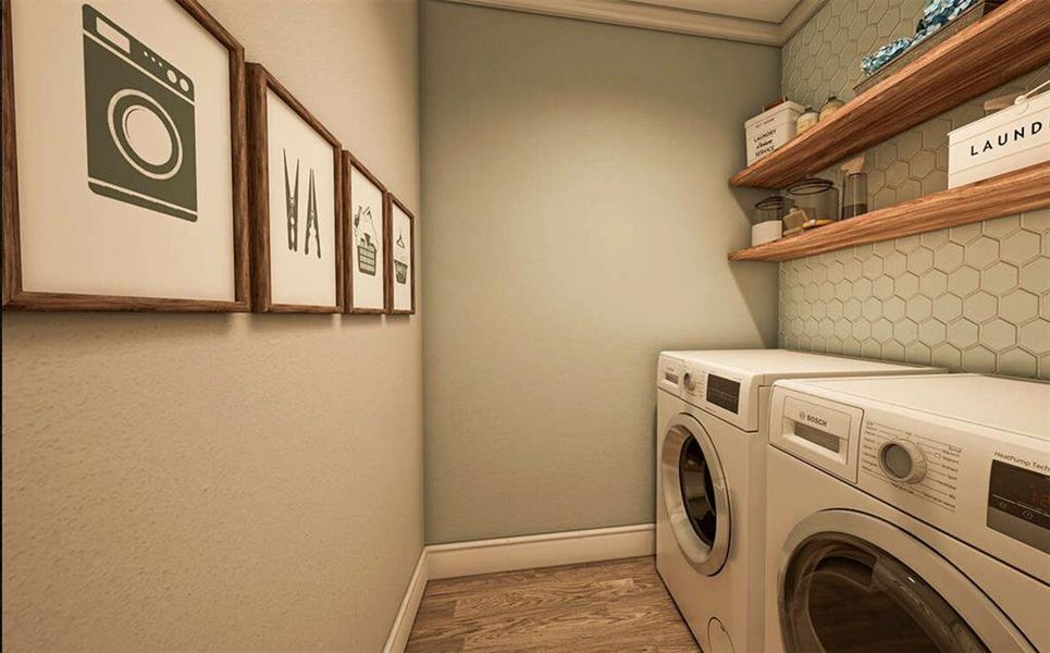 Handy counter space in a dedicated utility room with plenty of cabinet storage.