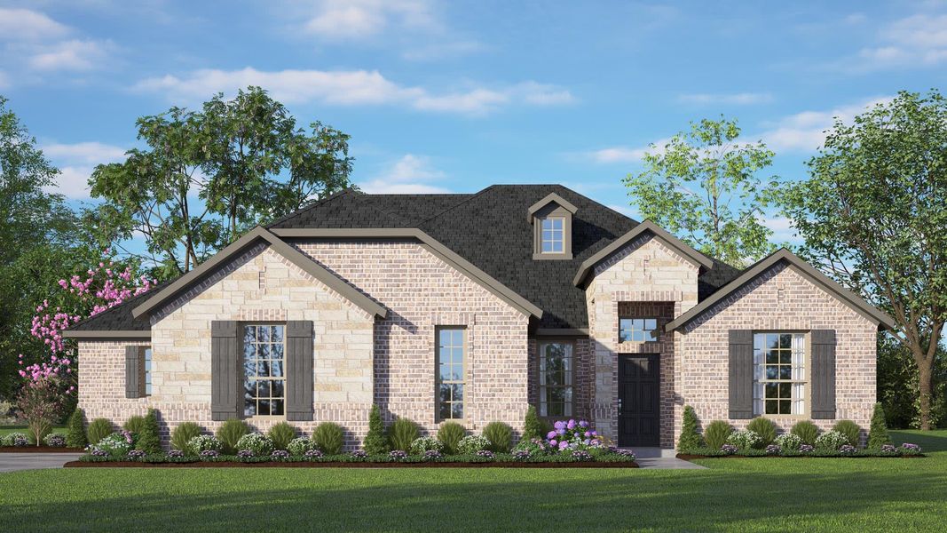 Elevation A with Stone | Concept 2555 at Massey Meadows in Midlothian, TX by Landsea Homes