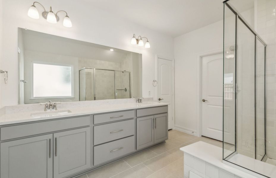 Spacious Owner's bathroom with dual vanity *real home pictured