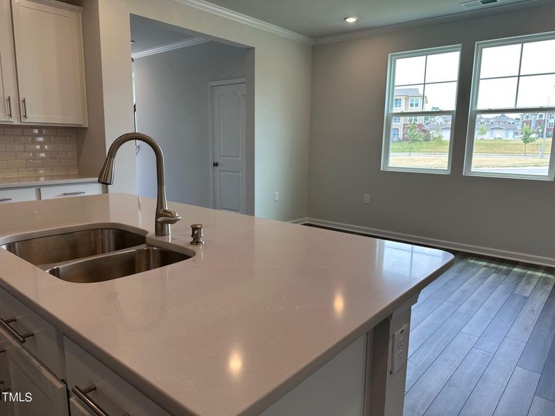 Kitchen island and windows