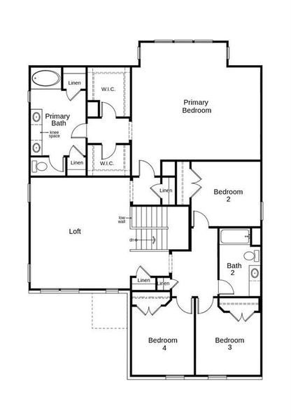 This floor plan features 4 bedrooms, 2 full baths, 1 half bath, and over 2,900 square feet of living space.