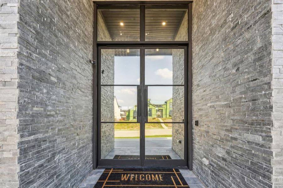 Property entrance with french doors