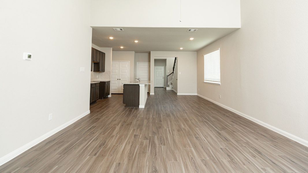 Family Room to Dining Area and Kitchen