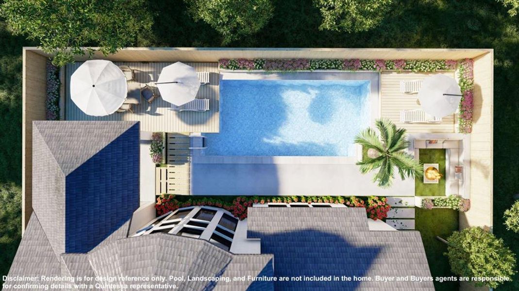 Artist Rendering of Backyard. Backyard pool and sod are not included in home.