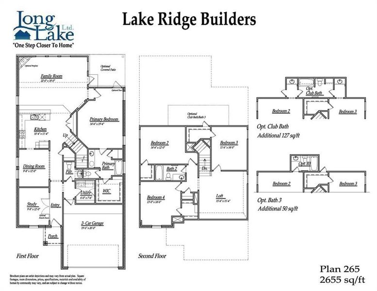 Plan 265 features 4 bedrooms, 3 full baths, 1 half bath and over 2,600 square feet of living space.