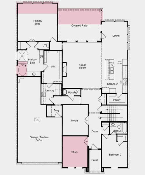 Structural options include: alternate second floor layout, extended owner's suite and covered living, drop-in tub at owner's bath, and study.