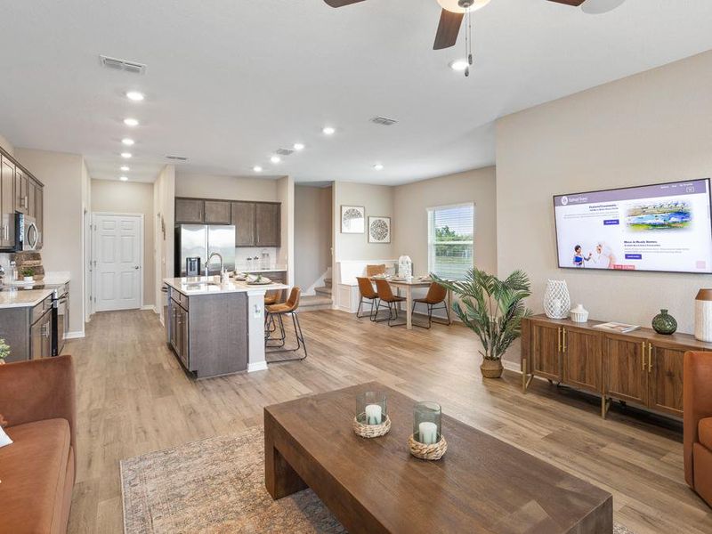 Two color packages are available, each filled with luxurious finishing touches and convenient move-in ready features - Mariposa townhome by Highland Homes