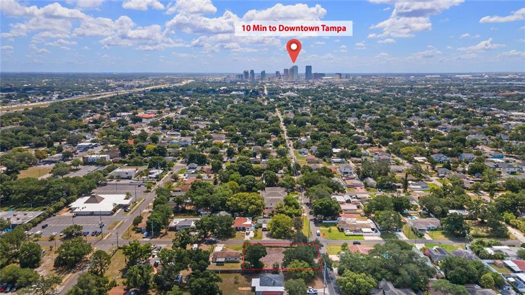 The property is 10 minutes from Downtown Tampa.