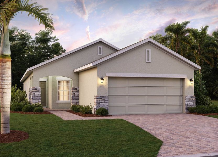 Elevation 3 with Optional Stone - Delray Plan by Landsea Homes