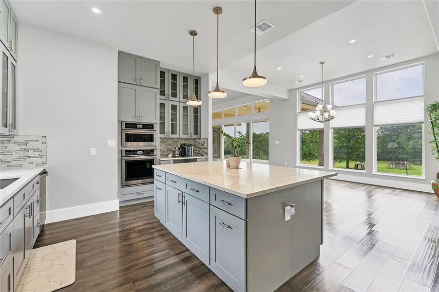 Kitchen overlooking dining room