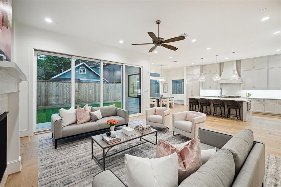 View from the Family Room towards the Island Kitchen.