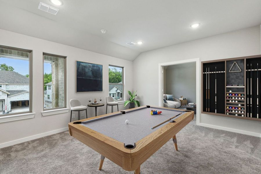 Game Room in the Claret home plan by Trophy Signature Homes – REPRESENTATIVE PHOTO