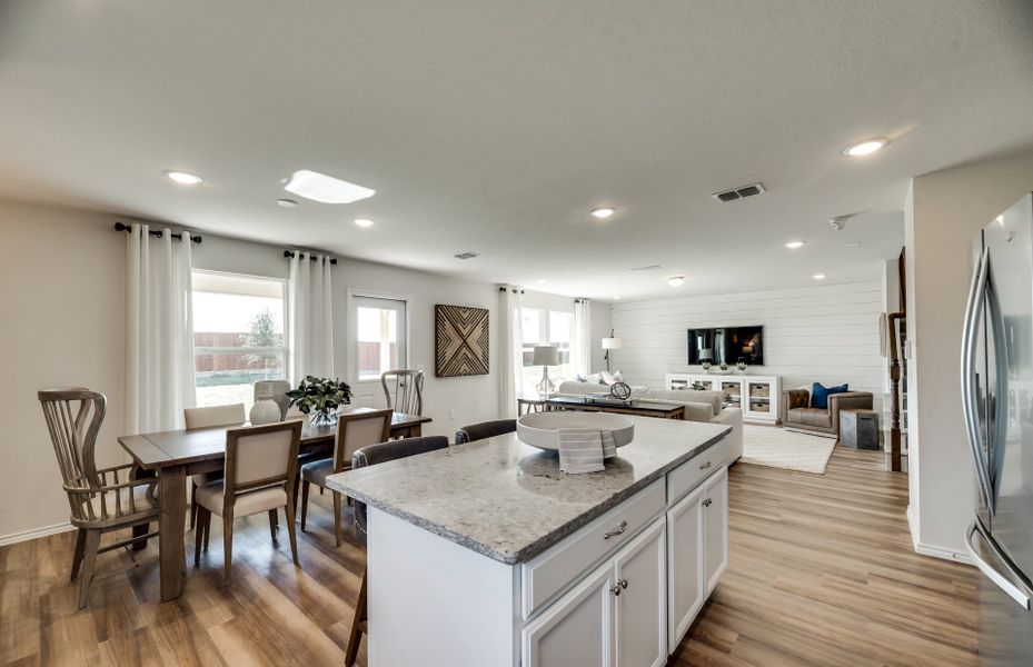 Kitchen island overlooking dining area