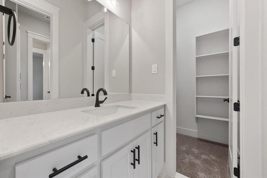 Bathroom with quartz vanity!