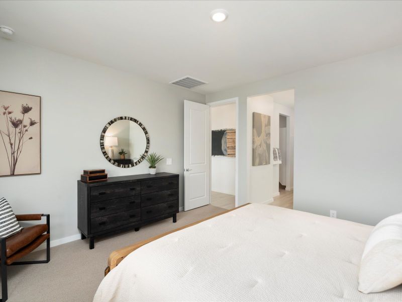 Primary Bedroom of the Lark Floorplan modeled at Mesquite Mountain Ranch