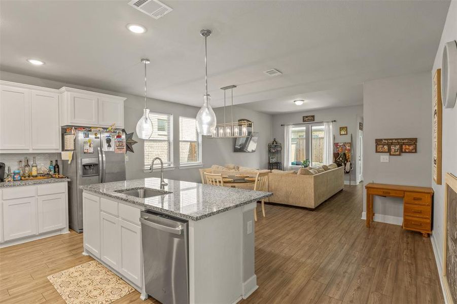 Kitchen featuring stainless steel appliances, light hardwood / wood-style flooring, sink, and plenty of natural light