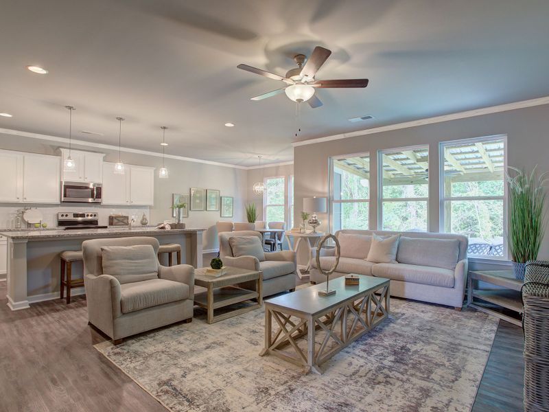 Open concept family room perfect for relaxation and gatherings