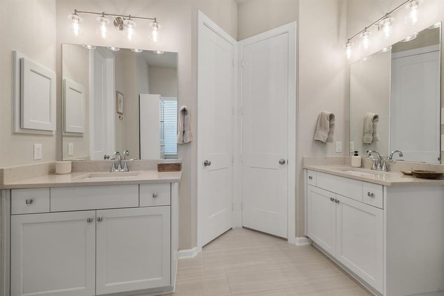 Double sinks in the primary bathroom.