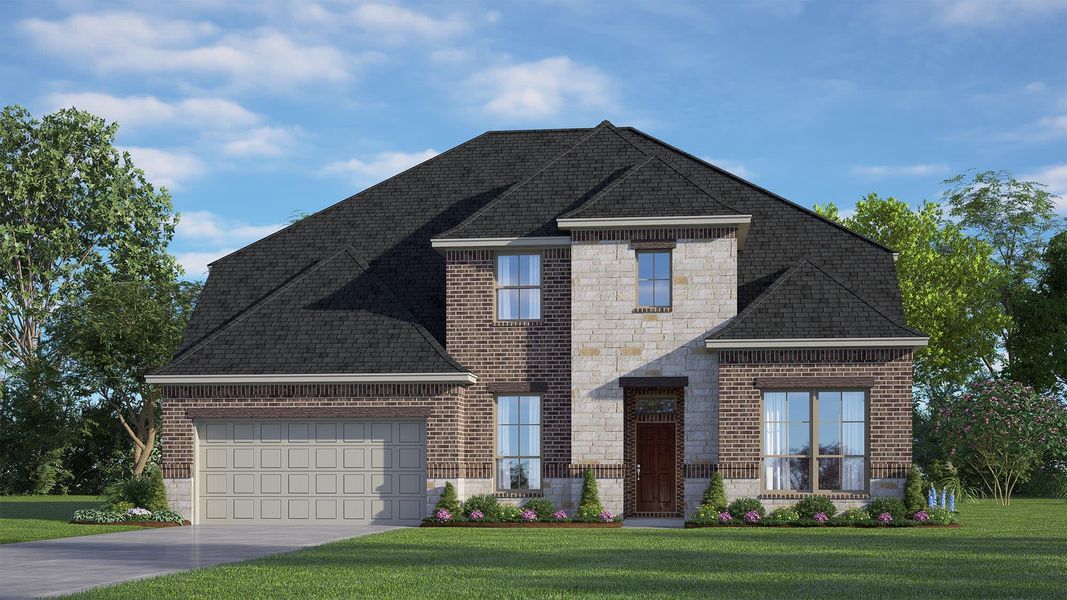 Elevation A with Stone | Concept 3473 at Coyote Crossing in Godley, TX by Landsea Homes
