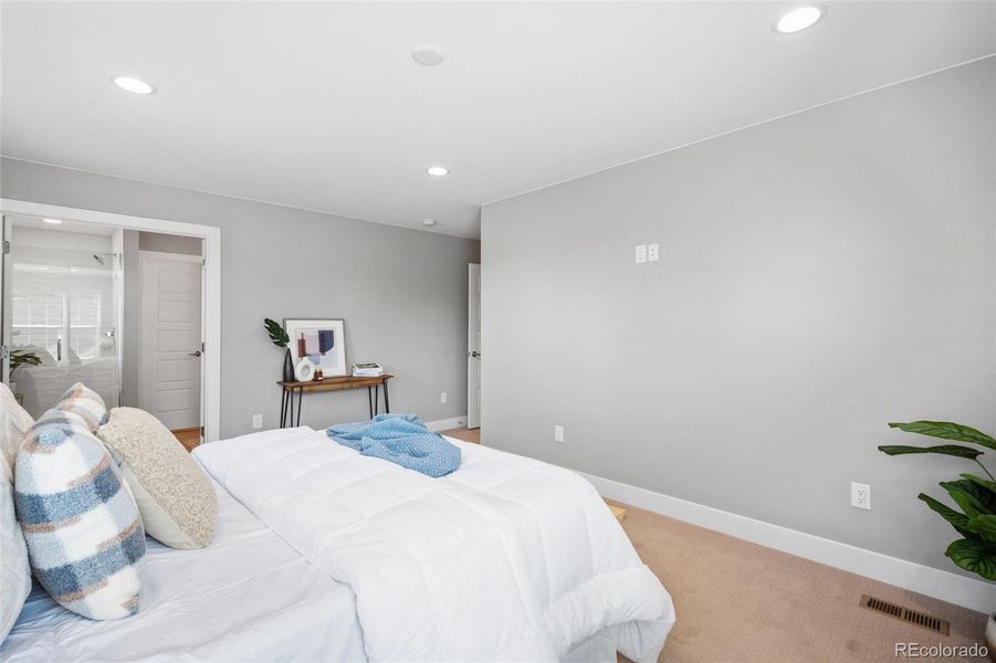 Expansive walk-in closet and ensuite bathroom offer convenience.