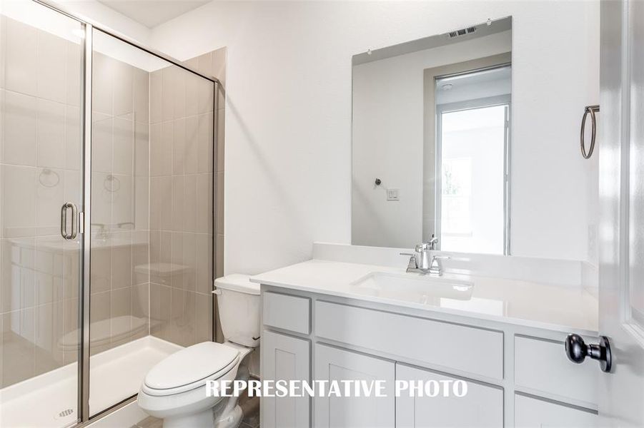 Friends and family will love the beautiful guest baths in this lovely home.  REPRESENTATIVE PHOTO